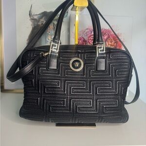 Versace Black Satchel with Gold Accents